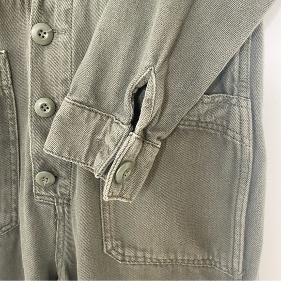 Free People Gia Long Sleeve Coverall Jumpsuit Military Army Green Size XS - Picture 6 of 14